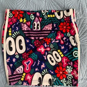 adidas Vibrant Graphic Mini Skirt — Purple, Pink, Red, Teal & White